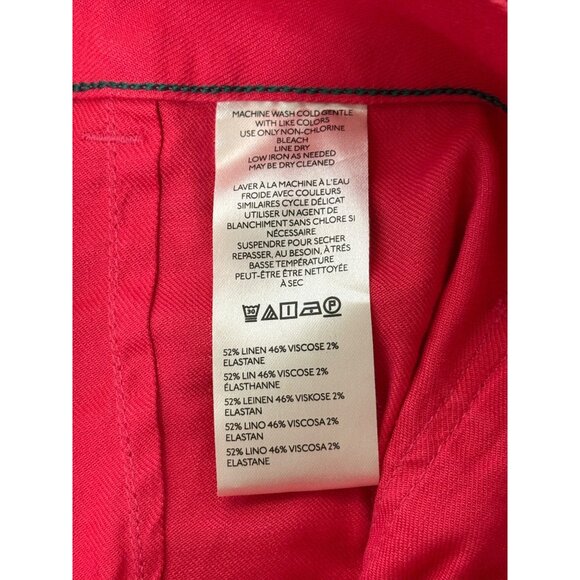 Maeve Anthropologie Colette Trouser Wide-Leg Pants Linen Pink Women Size 32 Tall - Picture 9 of 9